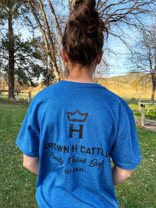 Crown H Cattle Blue Adult T-shirts